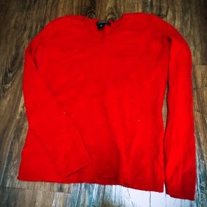 Ann Taylor red cashmere v neck Long sleeve sweater